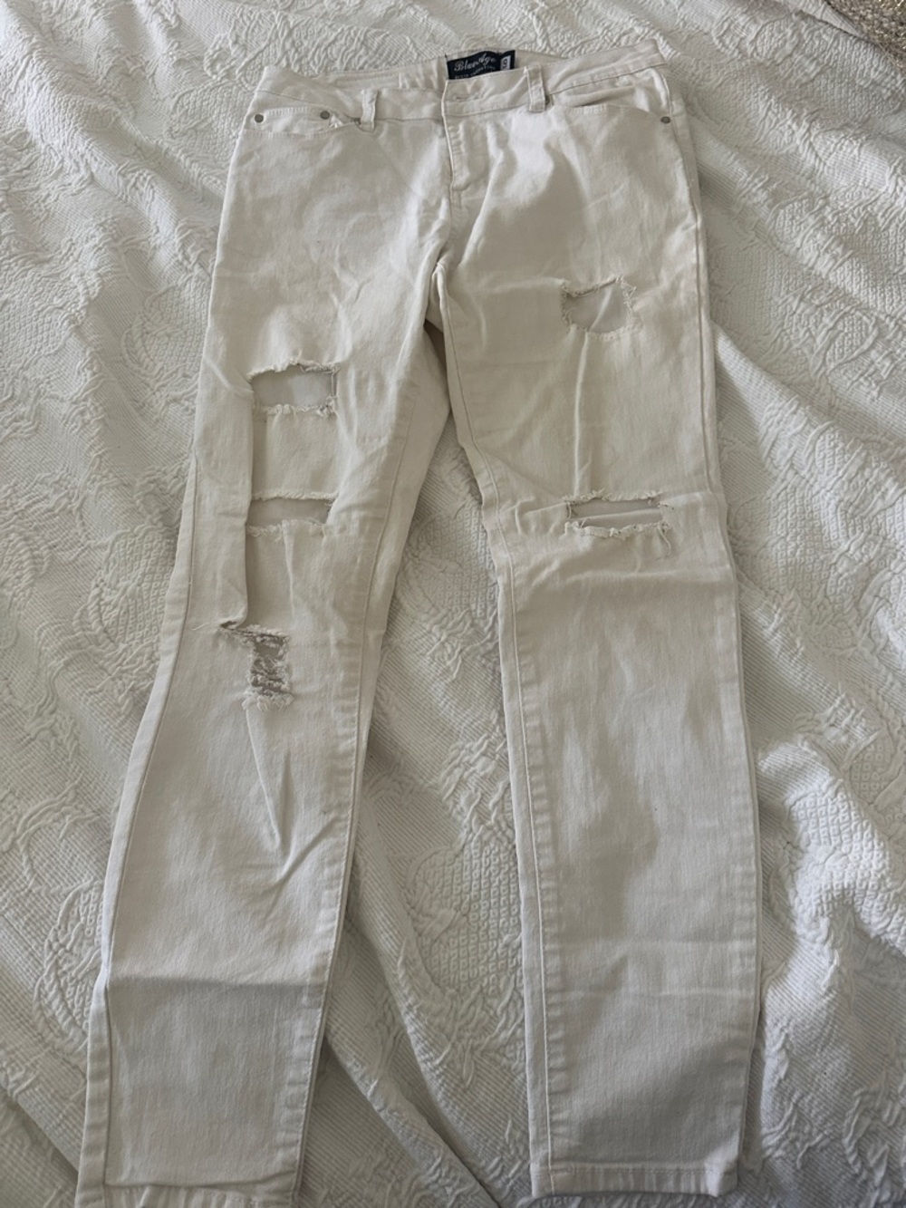 Skinny Distressed White Jeans - Blank Brand